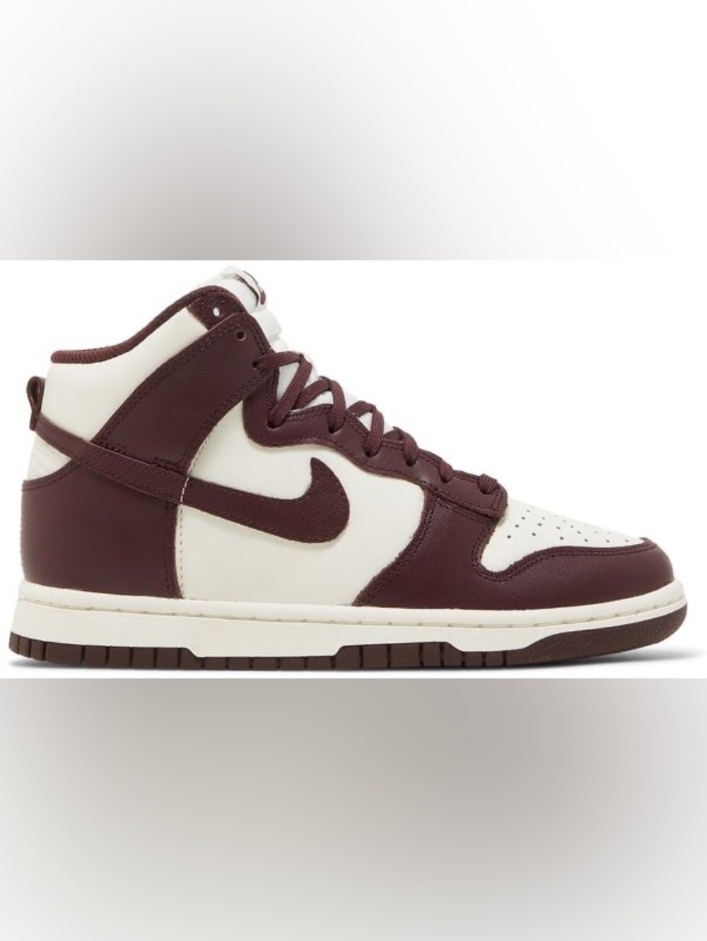 Nike Women’s High-Top Dunk in Maroon and White